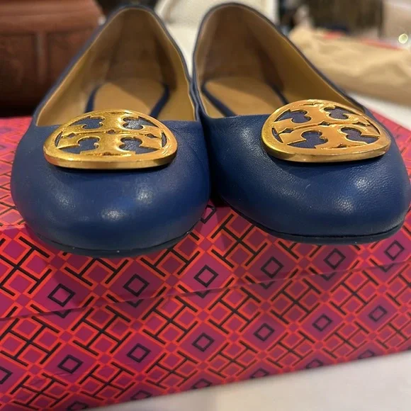 Tory Burch Benton Ballet Flat in Blueberry - Picture 3 of 8